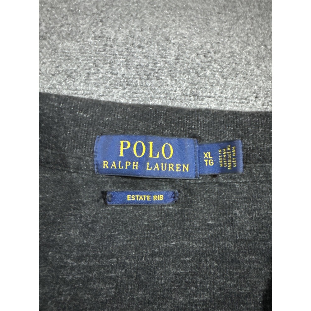 Polo Ralph Lauren Pullover Mens XL Dark Gray Estate Rib Zip Sweater Casual - Picture 2 of 7